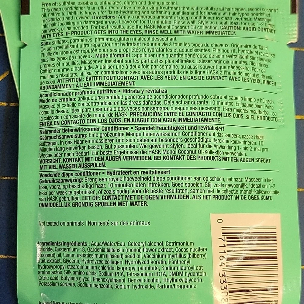 Hask Monoi Coconut Oil Hair Nourishing Deep Conditioner 50g Lot of 2 New Packs - Picture 2 of 2